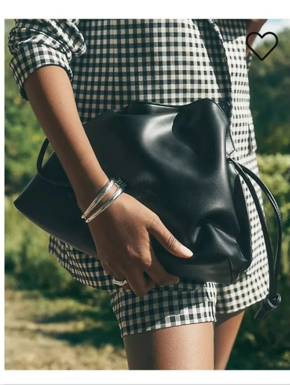 Drawstring Faux Leather Clutch